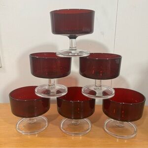 Elegant Ruby Glass Compote Set